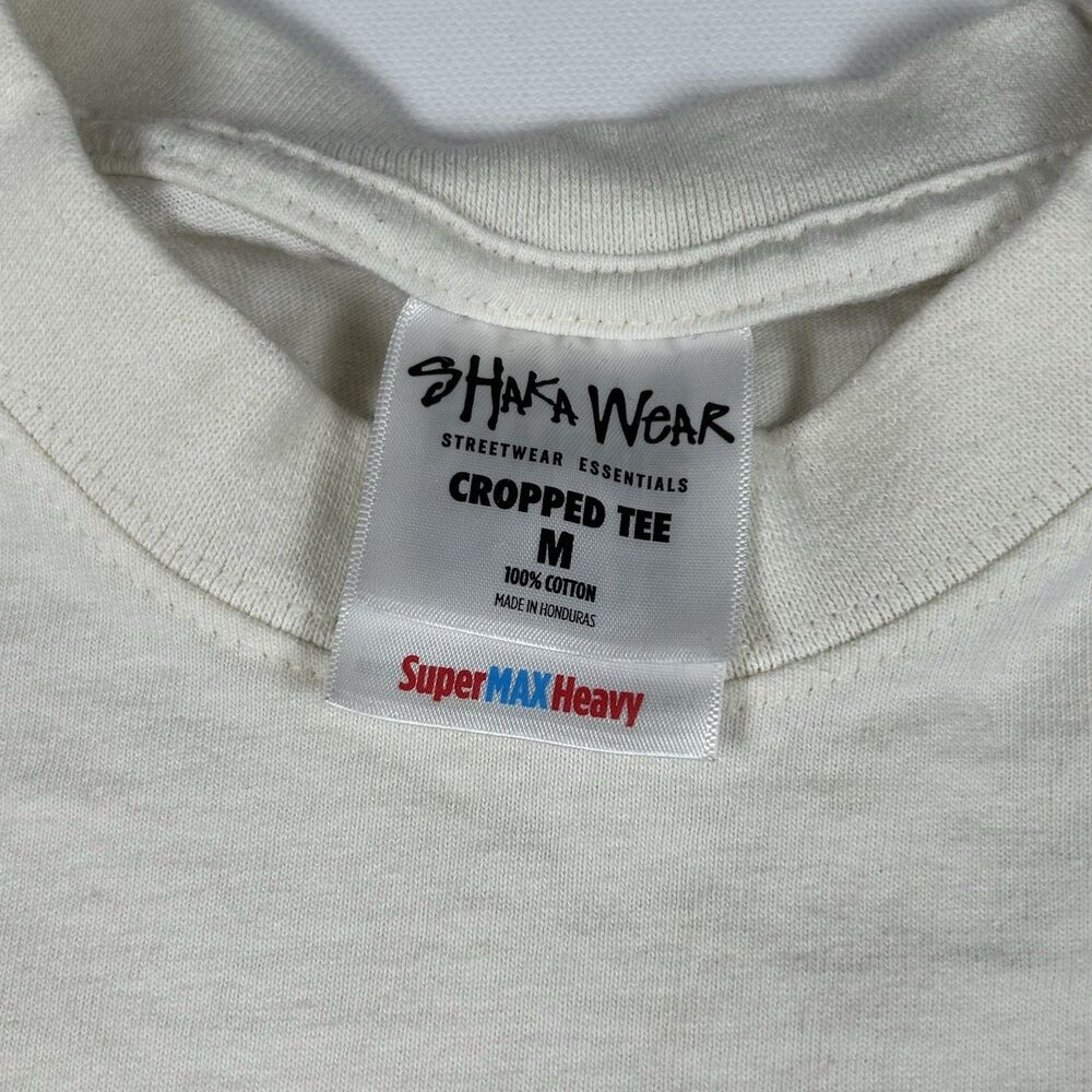 Green Thumb Club on Shaka Wear Cropped Cotton T-shirt Cream & Green Graphic Med - Picture 5 of 8
